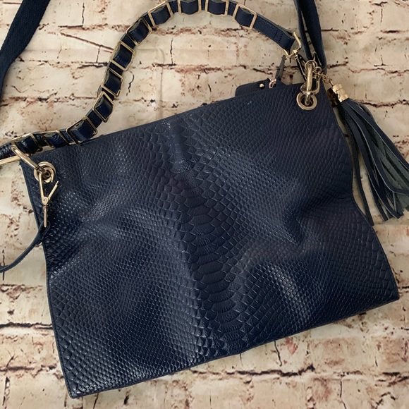 Soltani Handbags - Soltani Leather handbag navy blue